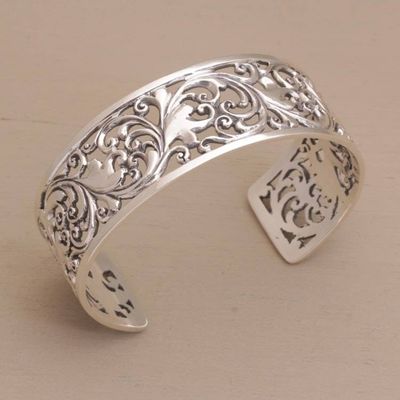 Alternate image for Detailed Sterling Silver Vine and Leaf Cuff Bracelet Undergrowth