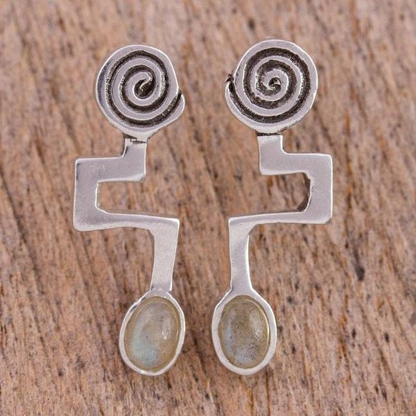 Alternate image for Abstract Sterling Silver Earrings with Labradorite Light of Energy