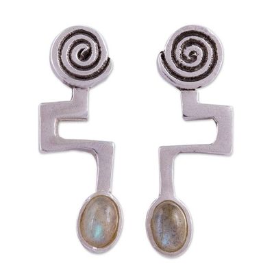 Alternate image for Abstract Sterling Silver Earrings with Labradorite Light of Energy