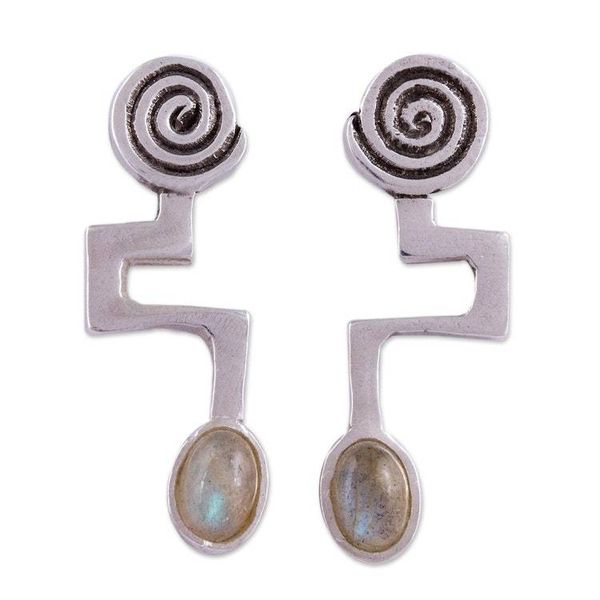Alternate image for Abstract Sterling Silver Earrings with Labradorite Light of Energy