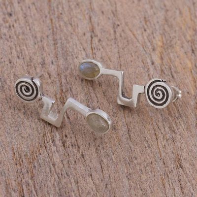 Alternate image for Abstract Sterling Silver Earrings with Labradorite Light of Energy