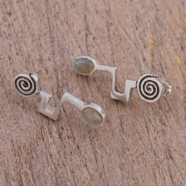 Alternate image for Abstract Sterling Silver Earrings with Labradorite Light of Energy