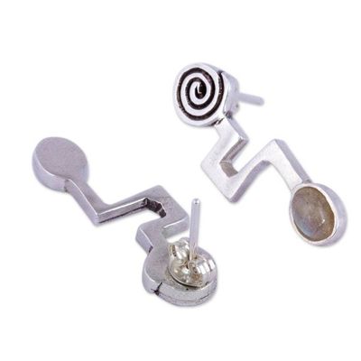 Alternate image for Abstract Sterling Silver Earrings with Labradorite Light of Energy