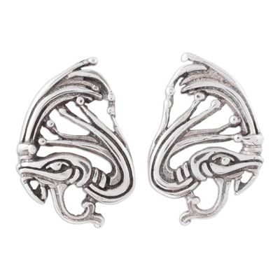 Alternate image for Sterling Silver Kukulkan Button Earrings from Mexico Kukulkan