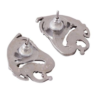 Alternate image for Sterling Silver Kukulkan Button Earrings from Mexico Kukulkan