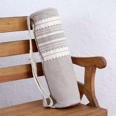 Alternate image for Handwoven Yoga Mat Bag from Mexico in Grey and White Unwind