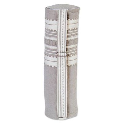 Alternate image for Handwoven Yoga Mat Bag from Mexico in Grey and White Unwind
