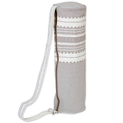 Alternate image for Handwoven Yoga Mat Bag from Mexico in Grey and White Unwind
