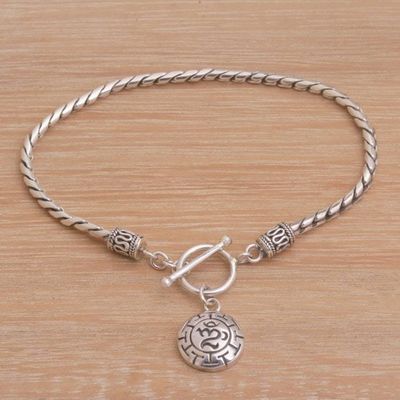 Primary image for Sterling Silver Om Charm Bracelet Crafted in Bali Temesir Omkara