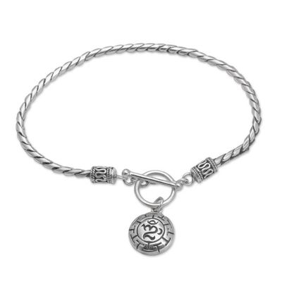 Alternate image for Sterling Silver Om Charm Bracelet Crafted in Bali Temesir Omkara