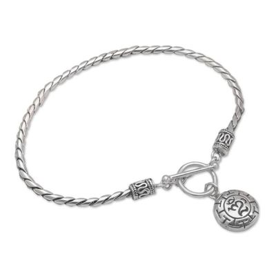 Alternate image for Sterling Silver Om Charm Bracelet Crafted in Bali Temesir Omkara