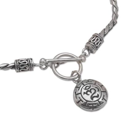 Alternate image for Sterling Silver Om Charm Bracelet Crafted in Bali Temesir Omkara