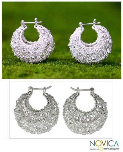 Primary image for Hand Made Sterling Silver Hoop Earrings Origins of Life