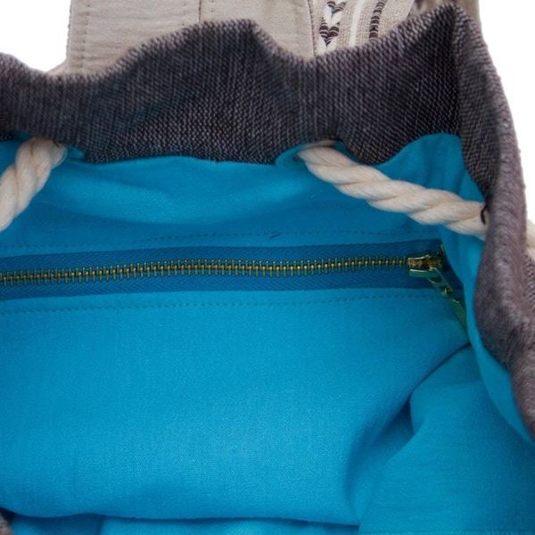 Alternate image for Striped Drawstring Cotton Backpack Handcrafted in Mexico Day Trip Fringe