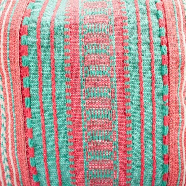 Alternate image for Mint and Hot Pink Striped Cotton Tote Bag Woven in Mexico Bright Stitches