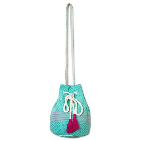 Alternate image for Striped Drawstring Cotton Shoulder Bag Handcrafted in Mexico Day Trip