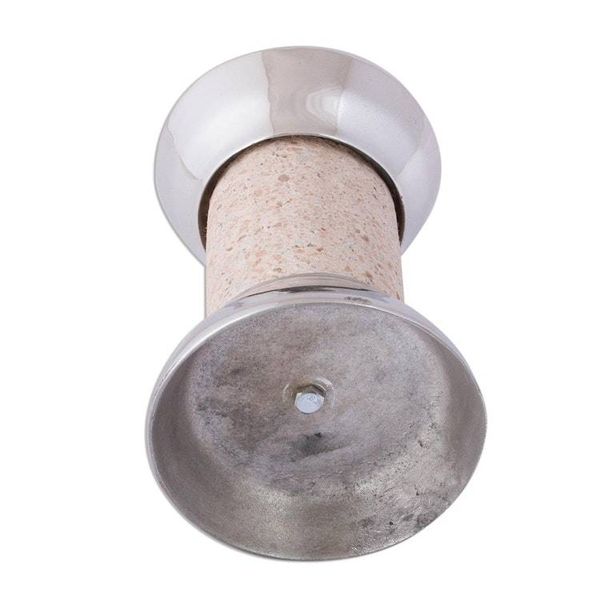 Alternate image for Pewter and Reclaimed Stone Candle Holder from Mexico Gleaming Brightness