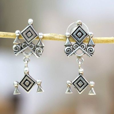Main image for Ojo de Dios Sterling Silver Dangle Earrings from Mexico Godly Eye