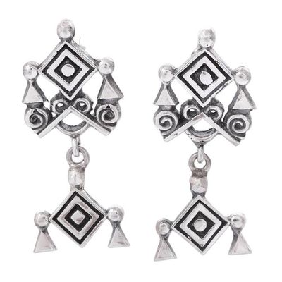 Alternate image for Ojo de Dios Sterling Silver Dangle Earrings from Mexico Godly Eye