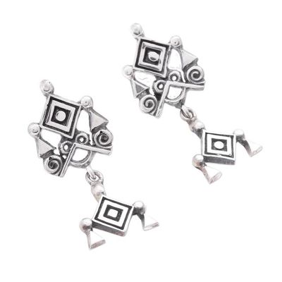 Alternate image for Ojo de Dios Sterling Silver Dangle Earrings from Mexico Godly Eye