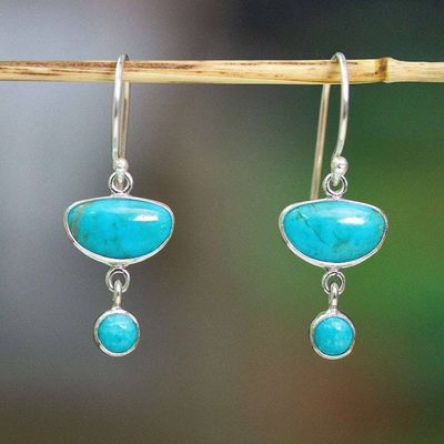 Main image for High-Polished Turquoise Half-Moon-Shaped Dangle Earrings Half-Moons of Calm