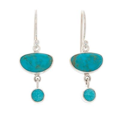 Alternate image for High-Polished Turquoise Half-Moon-Shaped Dangle Earrings Half-Moons of Calm