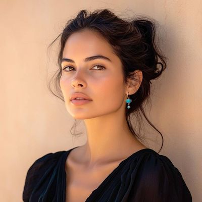 Alternate image for High-Polished Turquoise Half-Moon-Shaped Dangle Earrings Half-Moons of Calm