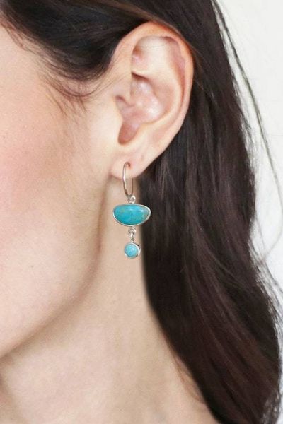 Alternate image for High-Polished Turquoise Half-Moon-Shaped Dangle Earrings Half-Moons of Calm