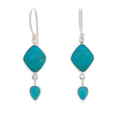 Alternate image for Polished Natural Turquoise Diamond-Shaped Dangle Earrings Jewels of Calm