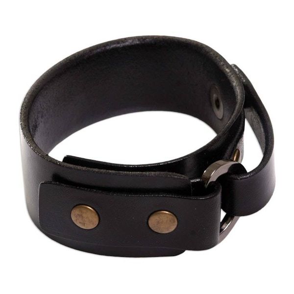 Alternate image for Mens Studded Leather Wristband Bracelet Bold Black