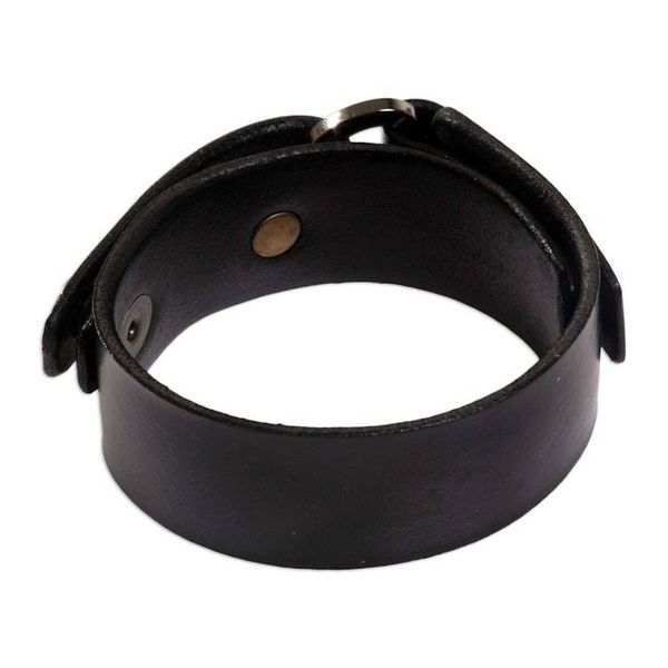 Alternate image for Mens Studded Leather Wristband Bracelet Bold Black