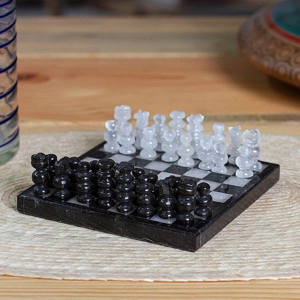 Alternate image for Onyx and Marble Chess Set in Black and Ivory 5 in. Black and Ivory Challenge