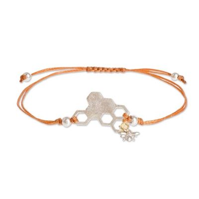 Alternate image for Sterling Silver Pendant Bracelet with Bee and Honeycomb Filling Honeycombs