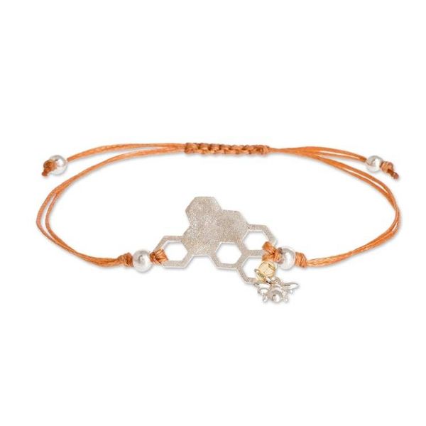 Alternate image for Sterling Silver Pendant Bracelet with Bee and Honeycomb Filling Honeycombs