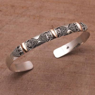 Alternate image for Gold Accent Sterling Silver Dot Heart Motif Cuff Bracelet Sands Through the Hourglass