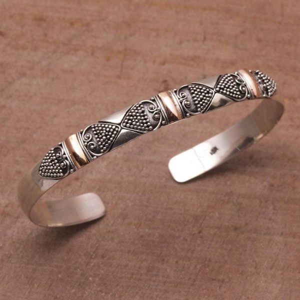 Alternate image for Gold Accent Sterling Silver Dot Heart Motif Cuff Bracelet Sands Through the Hourglass