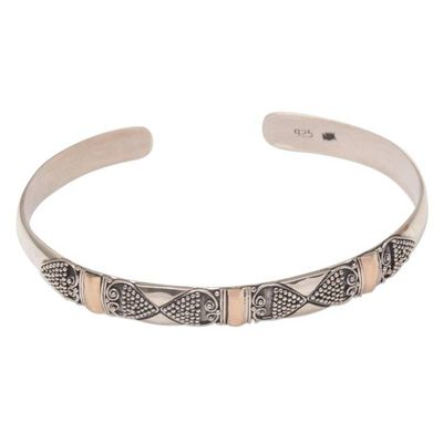 Alternate image for Gold Accent Sterling Silver Dot Heart Motif Cuff Bracelet Sands Through the Hourglass