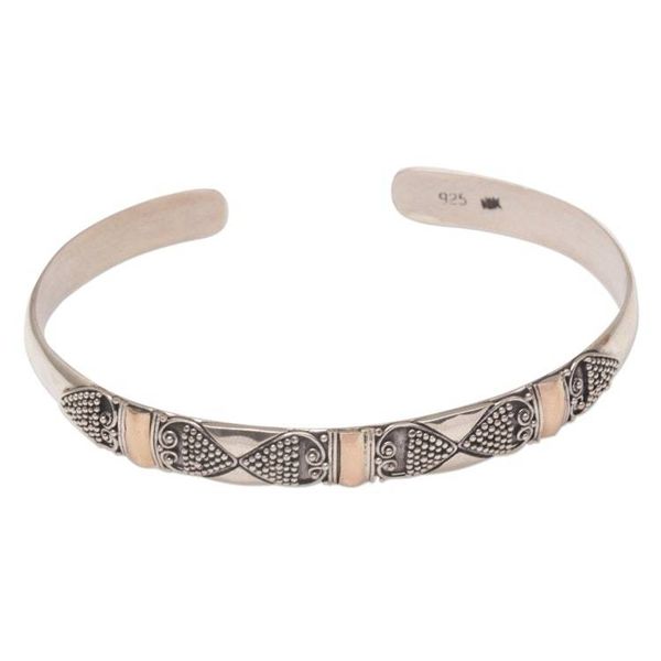 Alternate image for Gold Accent Sterling Silver Dot Heart Motif Cuff Bracelet Sands Through the Hourglass