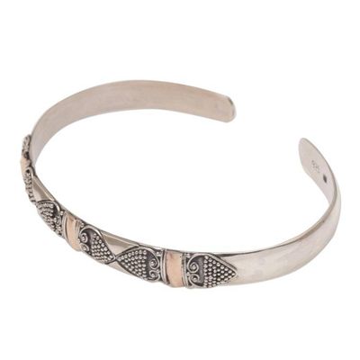 Alternate image for Gold Accent Sterling Silver Dot Heart Motif Cuff Bracelet Sands Through the Hourglass