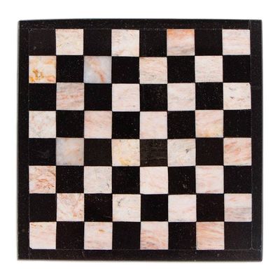 Alternate image for Marble Chess Set in Black and Pink from Mexico Black and Pink Challenge