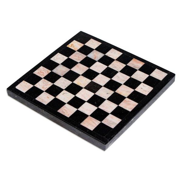 Alternate image for Marble Chess Set in Black and Pink from Mexico Black and Pink Challenge