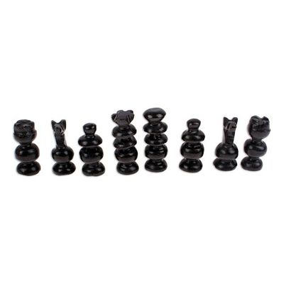 Alternate image for Marble Chess Set in Black and Pink from Mexico Black and Pink Challenge