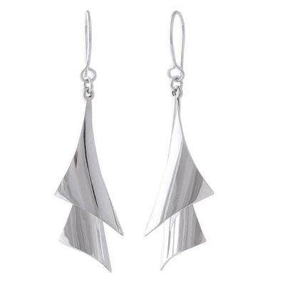Alternate image for High-Polish 950 Silver Dangle Earrings from Mexico Freedom of Movement