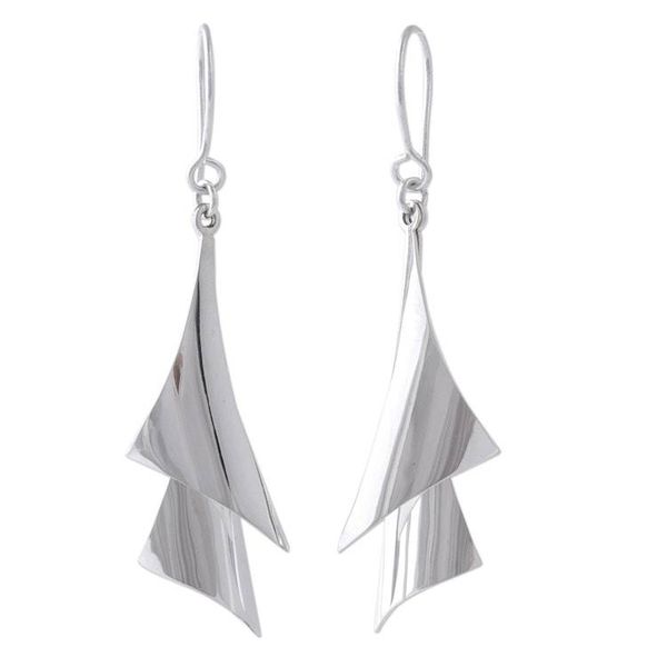 Alternate image for High-Polish 950 Silver Dangle Earrings from Mexico Freedom of Movement