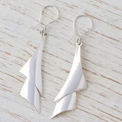 Alternate image for High-Polish 950 Silver Dangle Earrings from Mexico Freedom of Movement