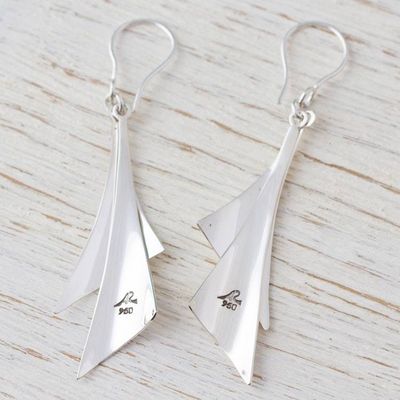 Alternate image for High-Polish 950 Silver Dangle Earrings from Mexico Freedom of Movement