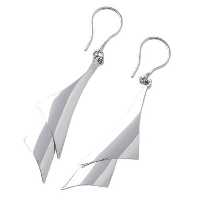 Alternate image for High-Polish 950 Silver Dangle Earrings from Mexico Freedom of Movement