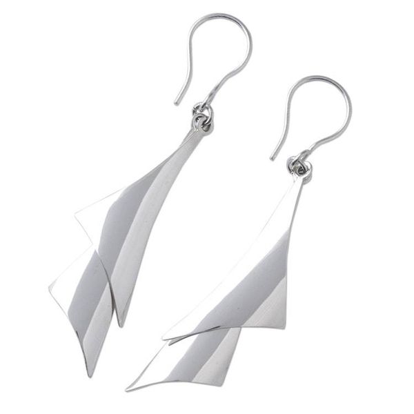 Alternate image for High-Polish 950 Silver Dangle Earrings from Mexico Freedom of Movement