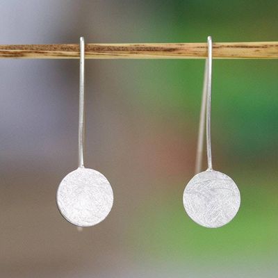 Main image for Artisan-Made Brushed-Satin Sterling Silver Drop Earrings Lunar Thoughts