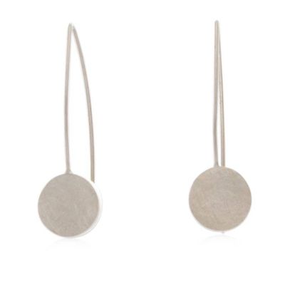 Alternate image for Artisan-Made Brushed-Satin Sterling Silver Drop Earrings Lunar Thoughts